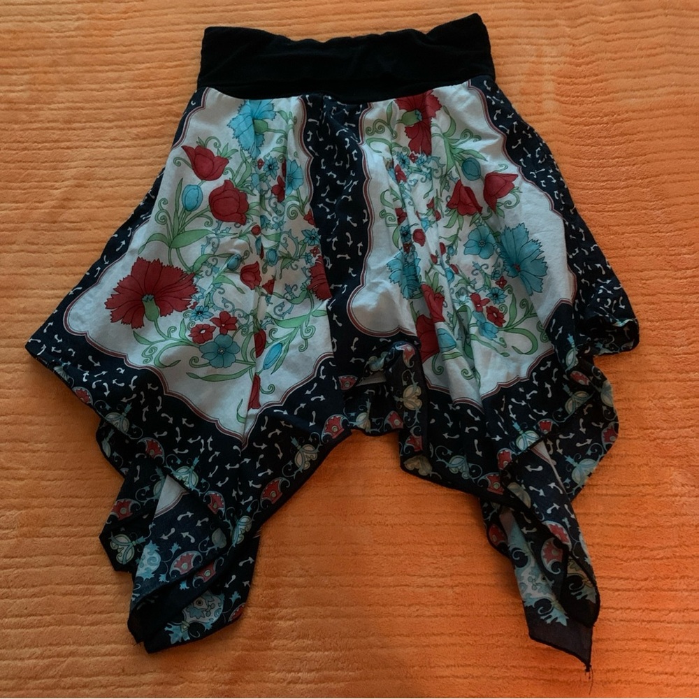 Vintage Boho Festival Candie's Kerchief Skirt Shirt Foldover Lined Size M
